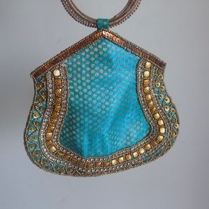 turquoise and gold coin purse